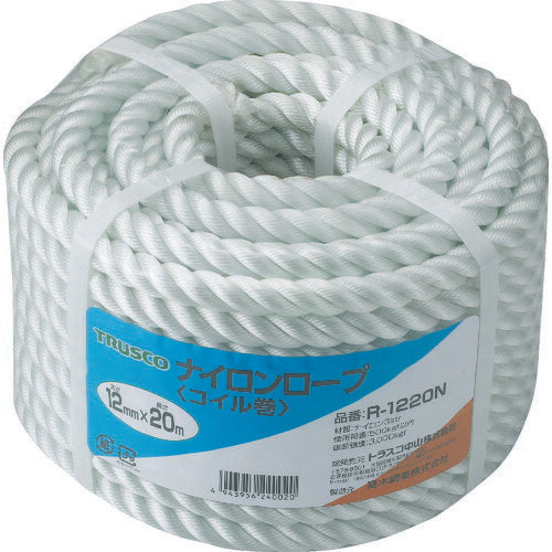 ＴＲＵＳＣＯ ナイロンロープ ３つ打 線径１２ｍｍＸ長さ２０ｍ R-1220N
