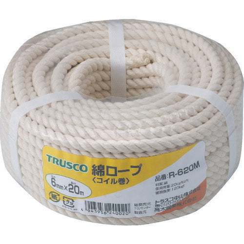 ＴＲＵＳＣＯ 綿ロープ ３つ打 線径６ｍｍＸ長さ２０ｍ R-620M