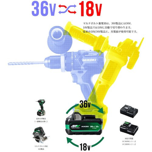 ＨｉＫＯＫＩ 新マルチボルト蓄電池 Ｂｌｕｅｔｏｏｔｈ付 ３６Ｖ／１８Ｖ（２．５Ａｈ／５．０Ａｈ） BSL36A18BX