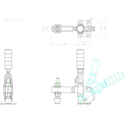 育良 下方押え型トグルクランプ 垂直ハンドル（３１３３５） ISK-HV4500-M