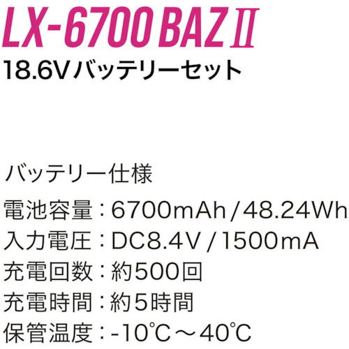 リンクサス　ＣＯＯＬＩＮＧ　ＢＬＡＳＴ　ＰＲＯ　１８．６Ｖバッテリーセット LX-6700BAZ2