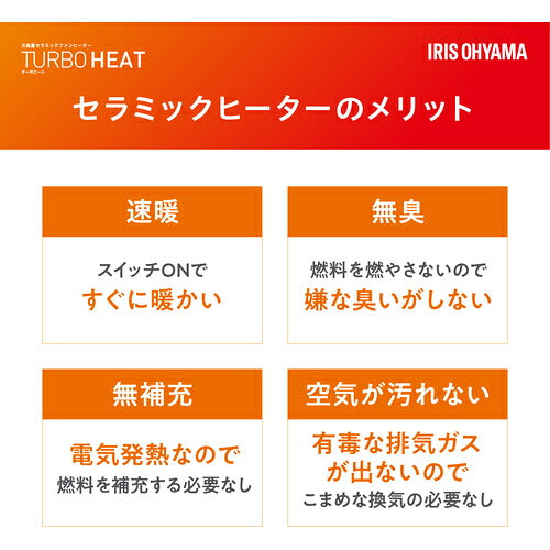 ＩＲＩＳ　【２０２５年冬　トラスコ在庫限りで今季完売】　２０２７８９　大風量セラミックヒーター　首振り室温センサー付　ホワイト ACH-LTSW12A-W