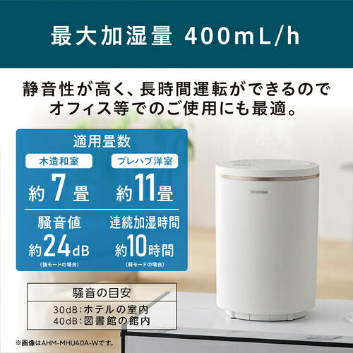 ＩＲＩＳ　２１１２０８　丸洗いスチーム加湿器　４００ｍｌ　ホワイト AHM-MHU40A-W