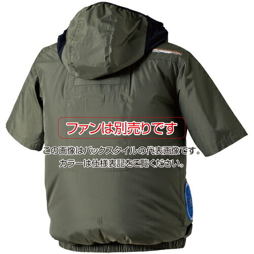 快適ウェア　サイドファン半袖フードジャケット　Ｌ　カーキ V1217-L-38