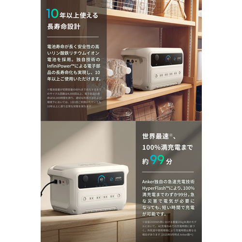 Ａｎｋｅｒ　ポータブル電源　Ｓｏｌｉｘ　Ｃ２０００　Ｇｅｎ　２　Ｐｌｕｓ　Ｐｏｒｔａｂｌｅ　Ｐｏｗｅｒ　Ｓｔａｔｉｏｎ　ホワイト A1785521