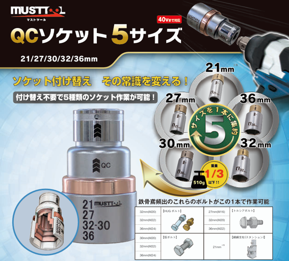 ＭＵＳＴＴＯＯＬ　ＱＣソケット５サイズ　19859