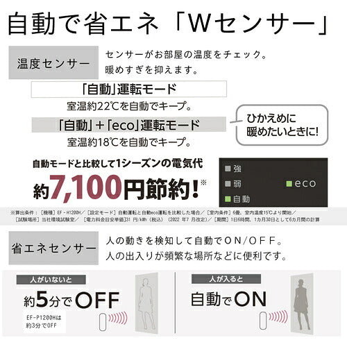 ダイニチ　セラミックファンヒーター　ＥＦ−Ｈ１２００Ｈ−ホワイト　０Ｅ０１９２０ EF-H1200H-W