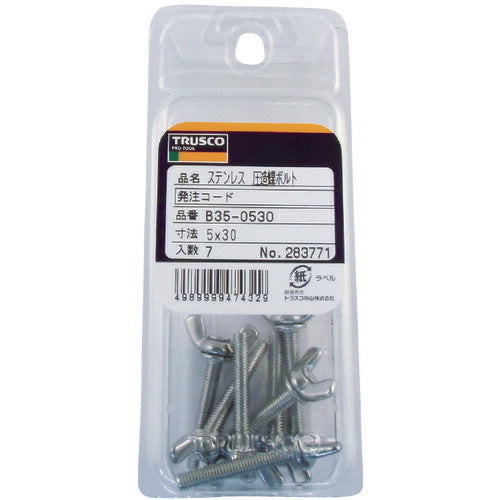 ＴＲＵＳＣＯ 圧造蝶ボルト ２種 ステンレス Ｍ３×８ １０個入 B35-0308