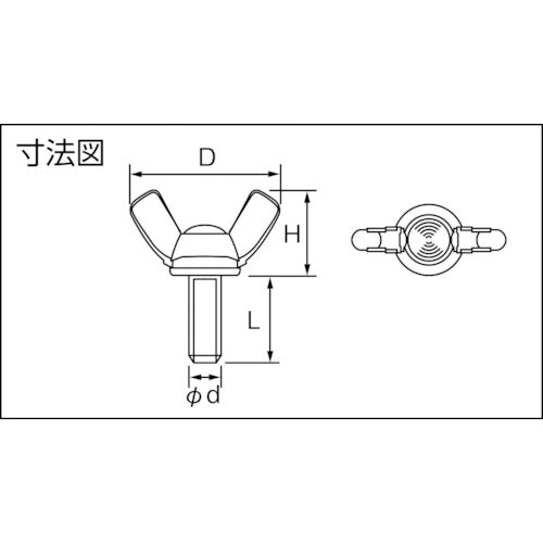 ＴＲＵＳＣＯ 圧造蝶ボルト ２種 ステンレス Ｍ１０×２０ ２個入 B35-1020