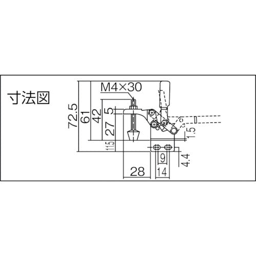 育良 下方押え型トグルクランプ スチール 垂直ハンドル（３１３１０） クランプアーム移動角度８０° ストレートベース 締付力０．３ｋＮ ISK-09S0