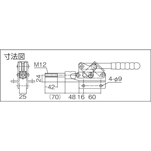 育良 横押し型トグルクランプ スチール（３１４１０） ストローク２２ｍｍ ストレートベース 押圧力３．０ｋＮ ISK-51BSM0