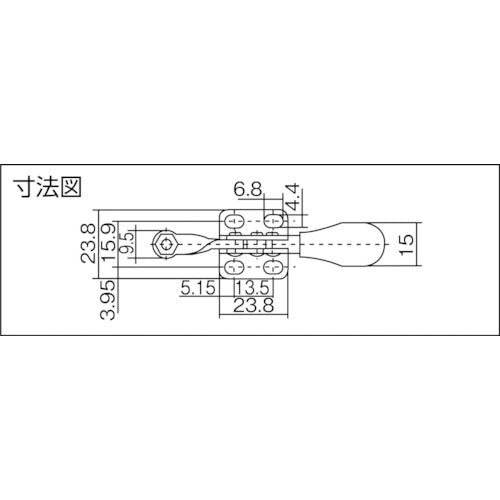 育良 下方押え型トグルクランプ スチール 水平ハンドル（３１１０４） クランプアーム移動角度７５° フランジベース 締付力０．２７ｋＮ ISK-HH1500