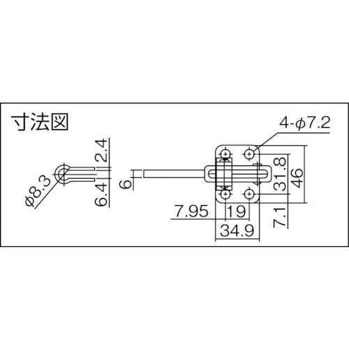 育良 下方押え型トグルクランプ スチール 垂直ハンドル（３１３０４） クランプアーム移動角度１００° フランジベース 締付力２．２７ｋＮ ISK-HV3500