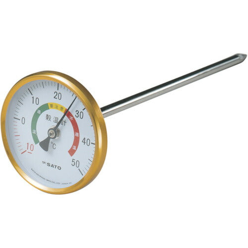 【送料・納期都度見積】 佐藤 バイメタル式温度計 穀温計 ２５０Ｌ （２１８０－００） 2180-00