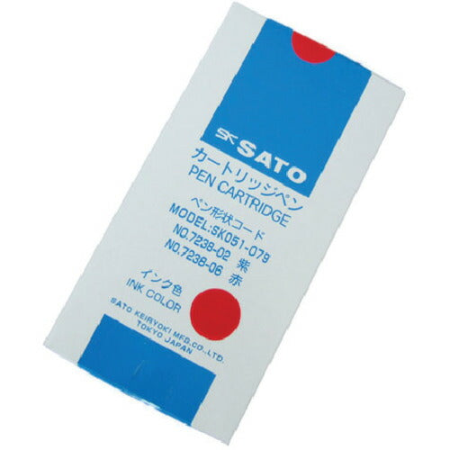【送料・納期都度見積】 佐藤 カートリッジペン赤 （７２３８－０６） （１２本入） 7238-06