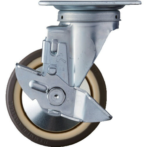 ハンマー　旋回式ウレタン車輪（ナイロンホイール・ボールベアリング）１２５ｍｍ　ストッパー付 419S-UB125