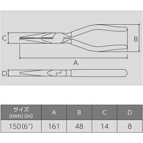 ビクター バネ付弱電ラジオペンチ（樹脂カバー） 285BS-150