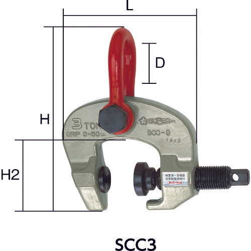 スーパー スクリューカムクランプ（万能型）容量：０．３ｔｏｎ クランプ範囲：５０～１００ｍｍ SCC0.3W