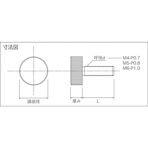 ＴＲＵＳＣＯ 装飾平小ねじ 縦目ローレット Ｍ６ Φ１０ Ｌ２０ １個入 DS-AB217