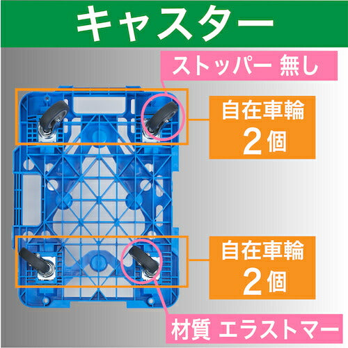 ＴＲＵＳＣＯ 樹脂製平台車  ルートバンメッシュタイプ ６１５Ｘ４１５ オール自在 青 MPK-600J-B
