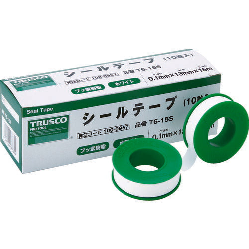 【10巻セット】 ＴＲＵＳＣＯ　シールテープ　１３ｍｍＸ１５ｍ T6-15S