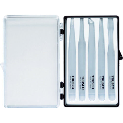 ＴＲＵＳＣＯ　透明プラスチック製ピンセット５本組セット TPP-25-SET-TM