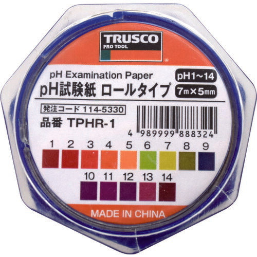 ＴＲＵＳＣＯ　ｐＨ試験紙　ロールタイプ　７ｍｍ×５Ｍ　Ｐｈ１～１４ TPHR-1