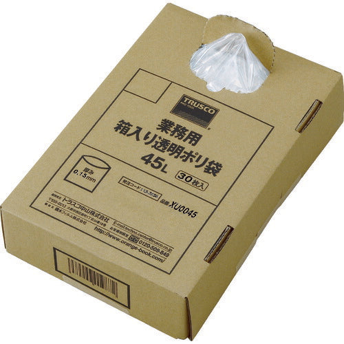 ＴＲＵＳＣＯ まとめ買い 業務用ポリ袋 透明・箱入 ０．１５×４５Ｌ （３０枚入） XU0045