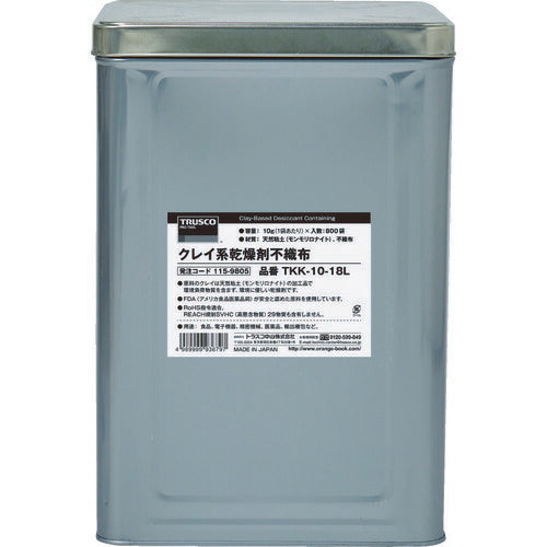 ＴＲＵＳＣＯ　クレイ系乾燥剤不織布　５０ｇ　２００個入　１斗缶 TKK-50-18L