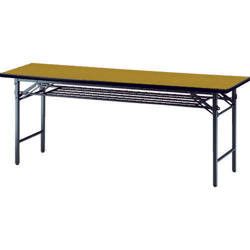 【取寄品】 ＴＲＵＳＣＯ 会議用テーブル棚付折り畳み式 １８００×６００×７００ チーク チーク TS-1860T 【送料都度見積】
