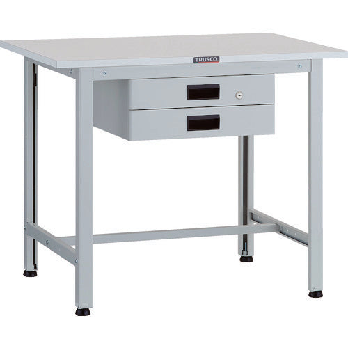 【取寄品】 ＴＲＵＳＣＯ ＡＯ型軽量作業台 ９００Ｘ６００ 薄型２段引出付 AO-0960UDK2 【送料都度見積】