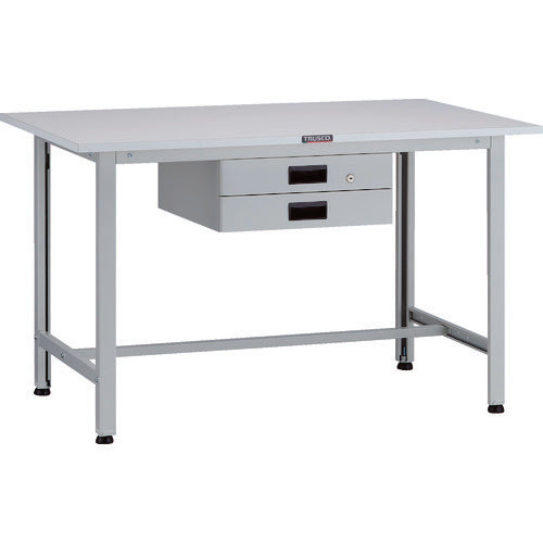 ＴＲＵＳＣＯ　軽荷重作業台（２００ｋｇ）ＡＯ型　１２００Ｘ６００ＸＨ７４０　薄型２段引出付　ホワイト色 AO-1260UDK2