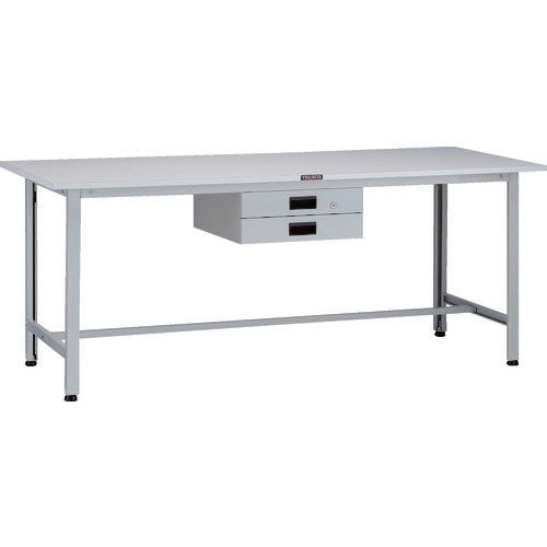 ＴＲＵＳＣＯ　軽荷重作業台（２００ｋｇ）ＡＯ型　１８００Ｘ６００ＸＨ７４０　薄型２段引出付　ホワイト色 AO-1860UDK2