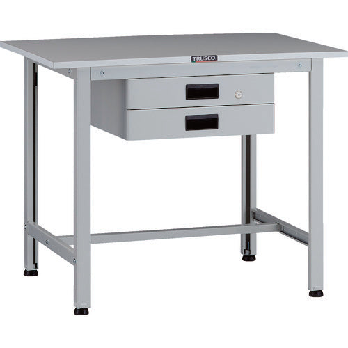 ＴＲＵＳＣＯ　軽荷重作業台（２００ｋｇ）ＡＯ型　９００Ｘ６００ＸＨ７４０　薄型２段引出付　ホワイト色 AOR-0960UDK2