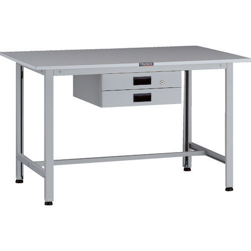 ＴＲＵＳＣＯ　軽荷重作業台（２００ｋｇ）ＡＯ型　１２００Ｘ６００ＸＨ７４０　薄型２段引出付　ホワイト色 AOR-1260UDK2