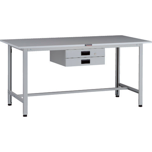 ＴＲＵＳＣＯ　軽荷重作業台（２００ｋｇ）ＡＯ型　１５００Ｘ６００ＸＨ７４０　薄型２段引出付　ホワイト色 AOR-1560UDK2