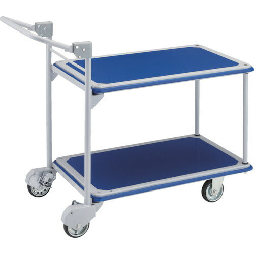 【取寄品】 ＴＲＵＳＣＯ プレス製台車 ドンキーカート ２段式片袖タイプ９１５×６１５ ハンドストッパー付 304NHS 【送料都度見積】