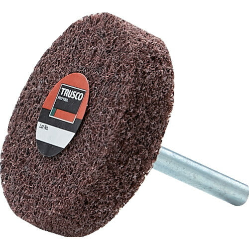 【5個セット】 ＴＲＵＳＣＯ　軸付ナイロンホイール　軸径６ｍｍ　＃３２０　レッド TNWJ-50R