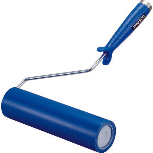 ＴＲＵＳＣＯ クリーンルーム用粘着ローラー８インチ用ハンドル 粘着ローラー青１巻付 ２重袋入 CNR8H-B
