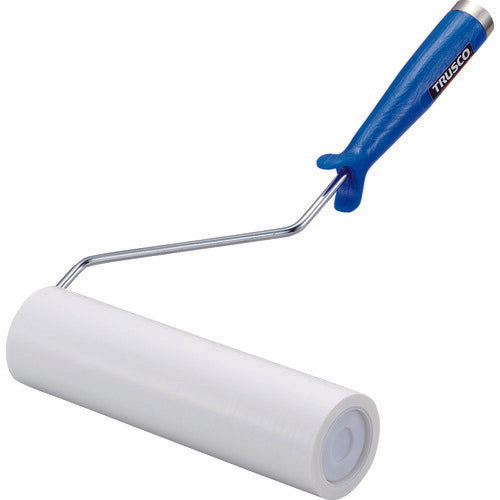 ＴＲＵＳＣＯ クリーンルーム用粘着ローラー８インチ用ハンドル 粘着ローラー白１巻付 ２重袋入 CNR8H-W