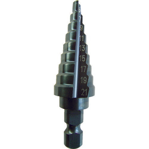 ＴＲＵＳＣＯ ステップドリル ２枚刃黒染め表面処理 ５～２１ｍｍ 段数９ NMS-21
