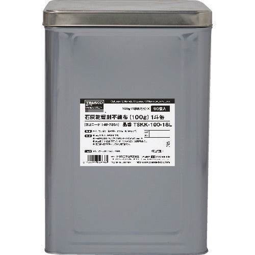 ＴＲＵＳＣＯ　石灰乾燥剤　（耐水、耐油包装）　１００ｇ　９０個入　１斗缶 TSKK-100-18L