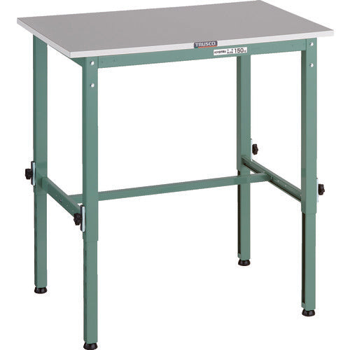 ＴＲＵＳＣＯ　軽荷重作業台高さ調節式（１５０ｋｇ）ＲＡＥＭ２型　ＲｏＨＳ２対応天板　９００Ｘ６００ＸＨ６５０～９５０　グリーン色 RAEM2-0960