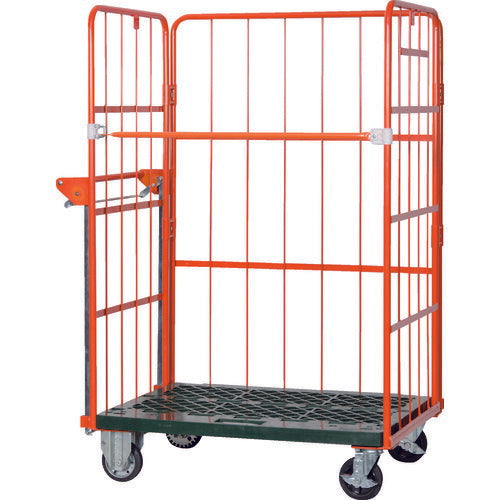 【取寄品】 ＴＲＵＳＣＯ ハンドブレーキ付きカゴ車“オレンジテナーオートブレーキ” １１００Ｘ８００ＸＨ１７００ OTB-1180 【送料都度見積】