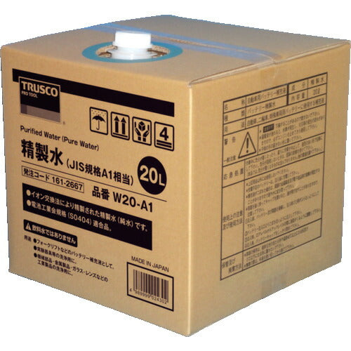 ＴＲＵＳＣＯ まとめ買い 精製水 ２０Ｌ ＪＩＳ規格Ａ１相当 １０個 W20-A1-10