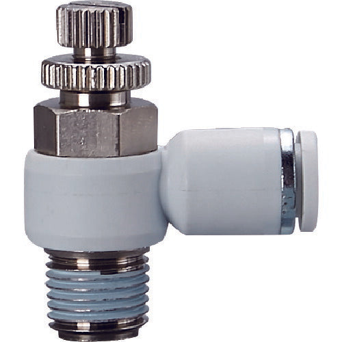 【取寄品】 ＴＲＵＳＣＯ スピードコントローラ エルボ型 メータ－アウト１０ｍｍ Ｒ１／４ SCOUT10-02 【送料都度見積】