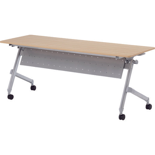 【取寄品】 ＴＲＵＳＣＯ 折りたたみ会議テーブル パネル付 １８００Ｘ４５０ 天板ダークウッド TNA-1845P-DW 【送料都度見積】