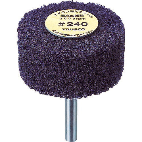 ＴＲＵＳＣＯ ナイロン軸付ホイール 外径６０×厚み２５×軸６ ２４０♯ （５個入） UFN625-240