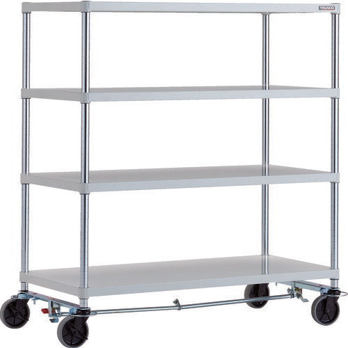 ＴＲＵＳＣＯ　スチールラック　フェニックスラック　１２００Ｘ６００　４段　Ｕ車輪４輪Ｓ付　Ｗ色　抗菌粉体塗装 PER-4464-U125-B4-W