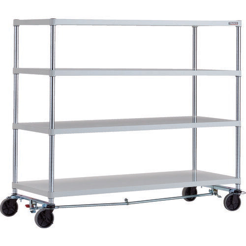 ＴＲＵＳＣＯ　スチールラック　フェニックスラック　１５００Ｘ６００　４段　Ｕ車輪４輪Ｓ付　Ｗ色　抗菌粉体塗装 PER-4564-U125-B4-W